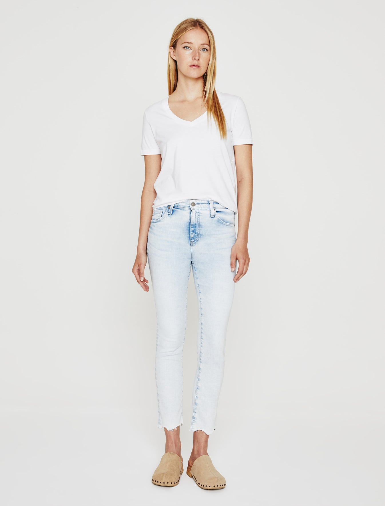 Mari Crop Vapor Wash|High-Rise Slim Straight Crop Denim